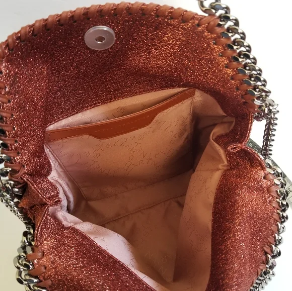 Stella McCartney Lurex Falabella Three Chain Crossbody Bag Rust - Picture 8 of 13